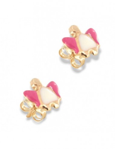 Orecchini Oro Giallo Angioletto Ali Rosa [1b57d7ea]