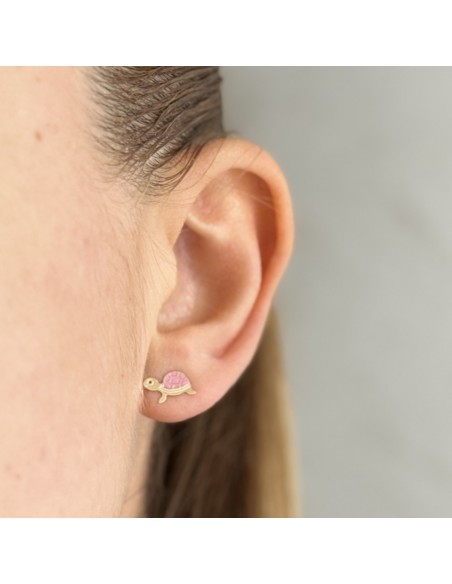 Orecchini Oro Giallo Tartaruga Guscio Rosa [2be6ceef]