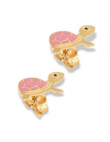 Orecchini Oro Giallo Tartaruga Guscio Rosa [9cfb0feb]