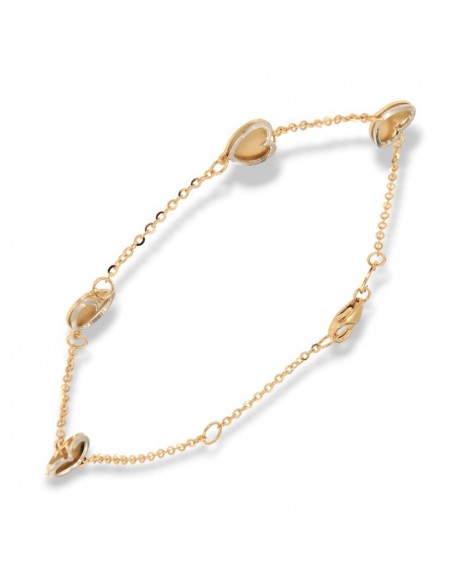 Bracciale Oro Giallo Cuori Bordi Oro Bianco [8bac6535]