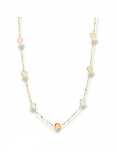 Collana Oro Giallo Cuori In Quarzo [c588dcdc]