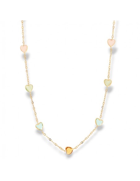 Collana Oro Giallo Cuori In Quarzo [c588dcdc]