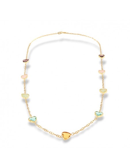 Collana Oro Giallo Cuori In Quarzo [08d74b64]