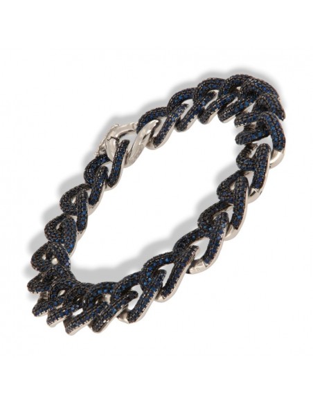 Bracciale Argento Rodiato Grumetta Zirconi Blu [f3f0af8e]