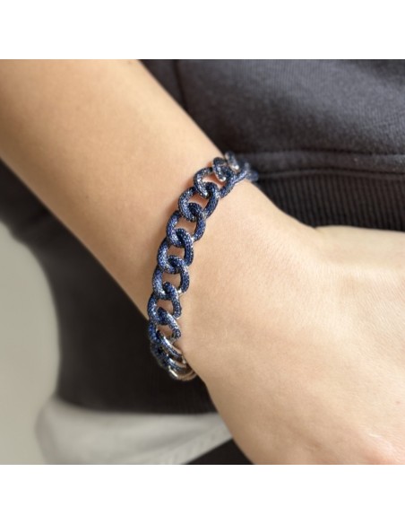 Bracciale Argento Rodiato Grumetta Zirconi Blu [d4c8e91a]