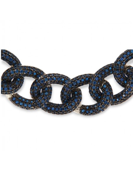 Bracciale Argento Rodiato Grumetta Zirconi Blu [63d5281e]