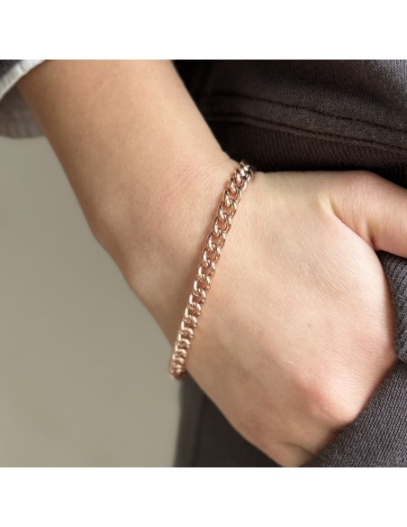 Bracciale Argento Rosato Grumetta Chiusura Cuore [05b28375]