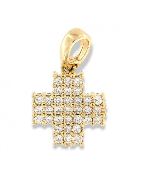 Ciondolo Oro Giallo Croce Zirconi Bianch E Verdi [44938ea1]