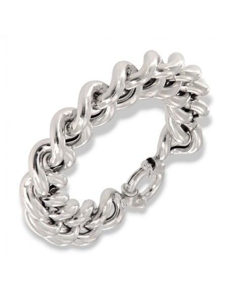 BRACCIALE ARGENTO RODIATO GRUMETTA LISCIA DOPPIA 3 [de44496e]