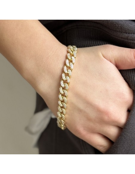 Bracciale Argento Dorato Cubano Grumetta 21 CM [a34ff82e]