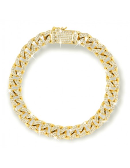 Bracciale Argento Dorato Cubano Grumetta 21 CM [11027e34]