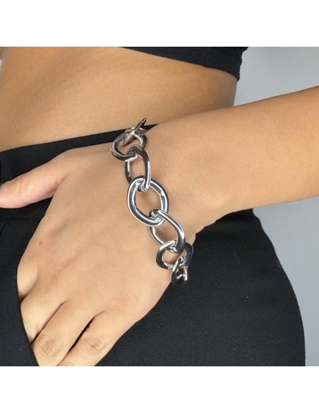 Bracciale Argento Rodiato Maglia Smussata [da9fa5c6]