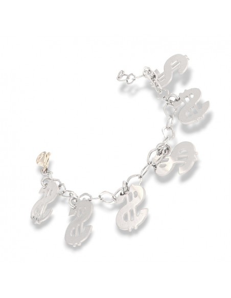 Bracciale Argento Rodiato Dollari Maglia Ovale [ef1d9f2a]