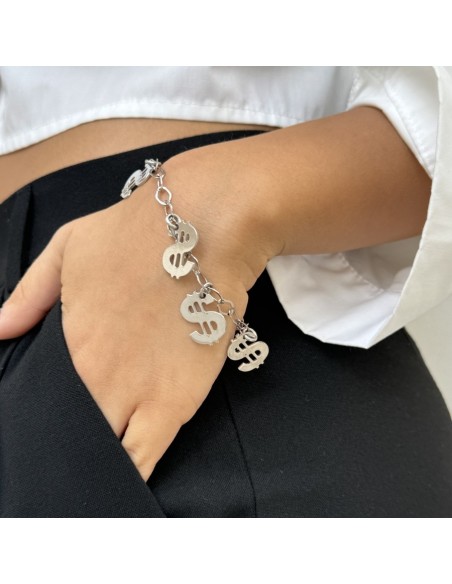 Bracciale Argento Rodiato Dollari Maglia Ovale [536accc4]