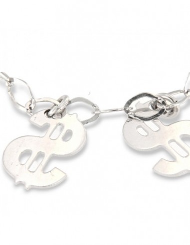 Bracciale Argento Rodiato Dollari Maglia Ovale [e4770dc0]