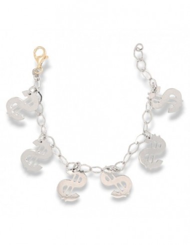 Bracciale Argento Rodiato Dollari Maglia Ovale [e1274ade]
