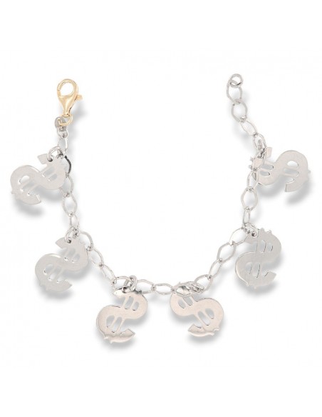 Bracciale Argento Rodiato Dollari Maglia Ovale [e1274ade]