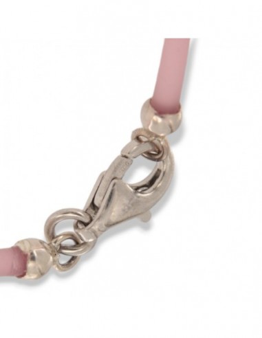 Bracciale Argento Rodiato Silicone Rosa [e13bf8bc]