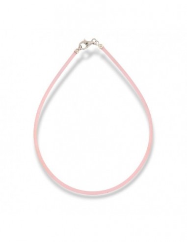 Bracciale Argento Rodiato Silicone Rosa [e46bbfa2]