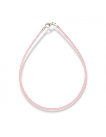 Bracciale Argento Rodiato Silicone Rosa [e46bbfa2]