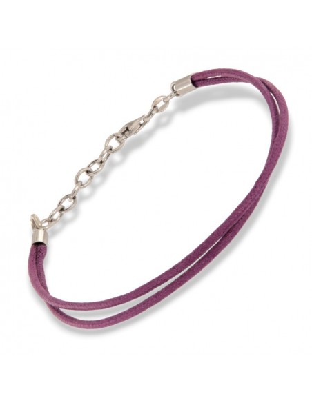 Bracciale Argento Rodiato Laccio Viola [e23c83ed]
