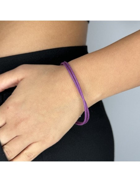 Bracciale Argento Rodiato Laccio Viola [e9e0d968]