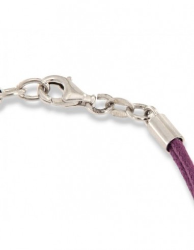 Bracciale Argento Rodiato Laccio Viola [5efd186c]