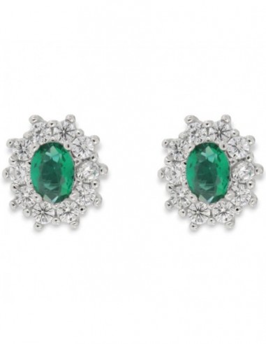 Orecchini Argento Rodiato Principessa Verde 4x3MM [d7e21df8]