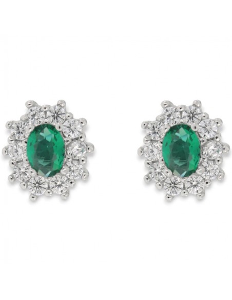 Orecchini Argento Rodiato Principessa Verde 4x3MM [d7e21df8]