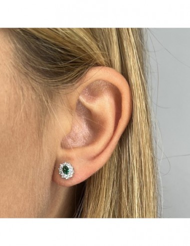 Orecchini Argento Rodiato Principessa Verde 4x3MM [1b001328]