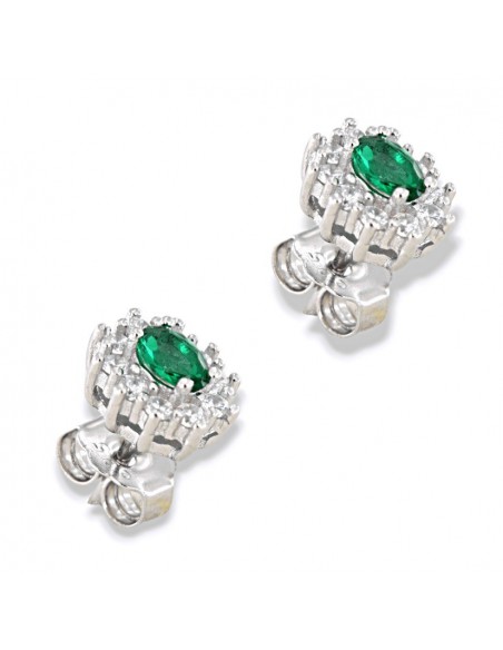Orecchini Argento Rodiato Principessa Verde 4x3MM [ac1dd22c]