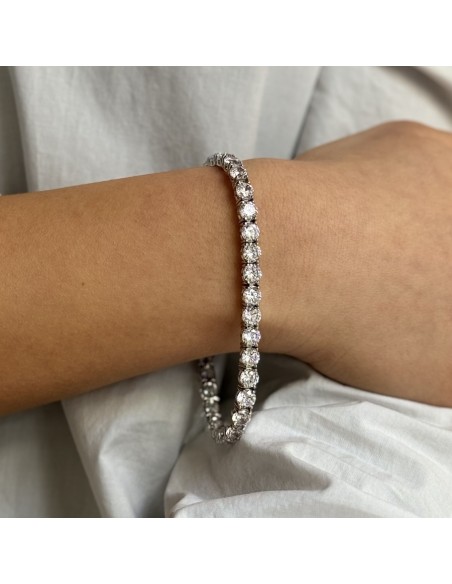 BRACCIALE ARGENTO TENNIS ZIRCONI BIANCHI 5 MM 18CM [cb183945]