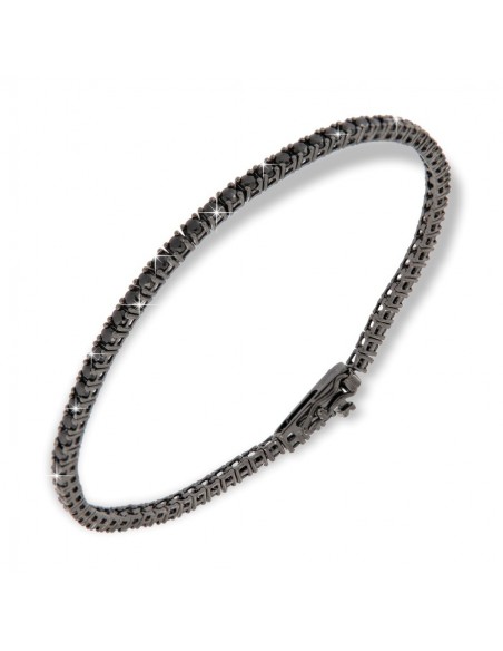 Bracciale Argento Brunito Tennis Zirconi Neri 2/21 [c39890c8]