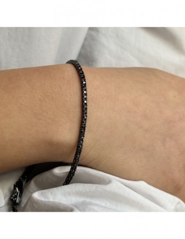 Bracciale Argento Brunito Tennis Zirconi Neri 2/21 [13cb343a]