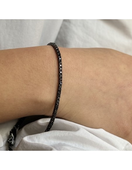 Bracciale Argento Brunito Tennis Zirconi Neri 2/21 [13cb343a]
