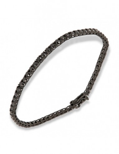 Bracciale Argento Brunito Tennis Zirconi Neri 3/21 [748551cc]