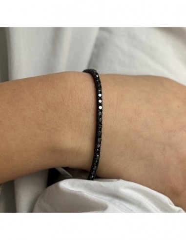 Bracciale Argento Brunito Tennis Zirconi Neri 3/21 [9467ec3b]