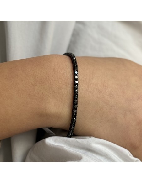 Bracciale Argento Brunito Tennis Zirconi Neri 3/21 [9467ec3b]