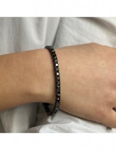 Bracciale Argento Brunito Tennis Zirconi Neri 4MM [b0612ea4] 2