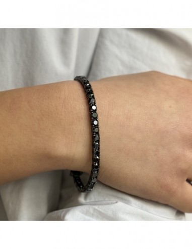 Bracciale Argento Brunito Tennis Zirconi Neri 4MM [f6de7eec]