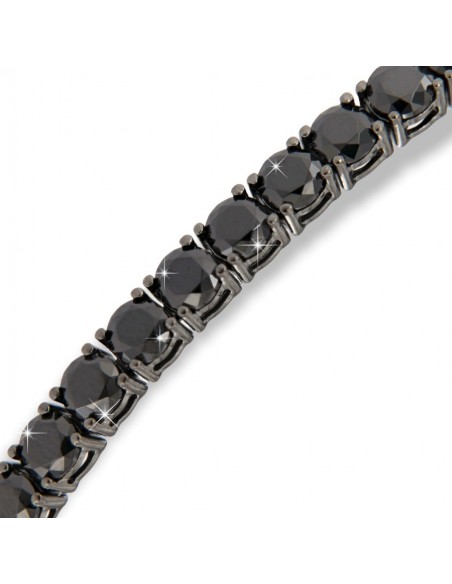 Bracciale Argento Brunito Tennis Zirconi Neri 4MM [41c3bfe8]
