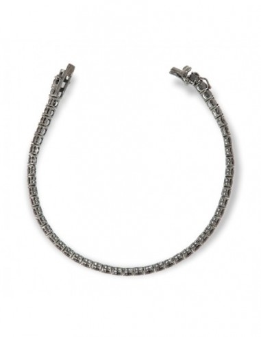 Bracciale Argento Brunito Tennis Zirconi Neri 4MM [4493f8f6]