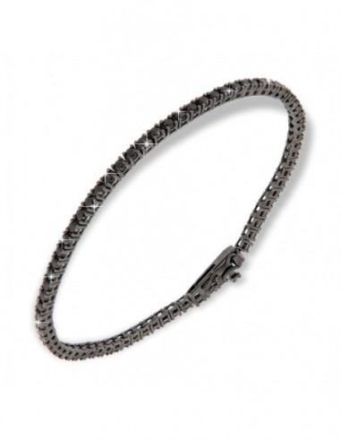 Bracciale Argento Brunito Tennis Zirconi Neri 2MM [077cefa0]