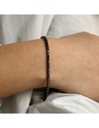 Bracciale Argento Brunito Tennis Zirconi Neri 2MM [7172a6ed]