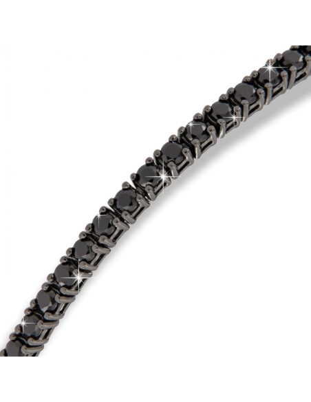 Bracciale Argento Brunito Tennis Zirconi Neri 2MM [c66f67e9]