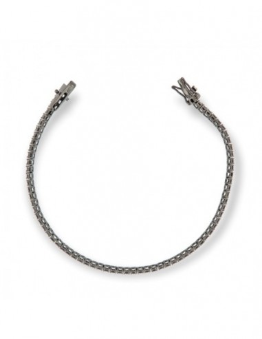 Bracciale Argento Brunito Tennis Zirconi Neri 2MM [c33f20f7]