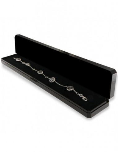 BRACCIALE ARGENTO CATENA ALTERNATA A PERLE E CRISTALLI BRIOLET E ZIRCONI BIANCHI [b17d95b8]