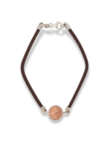 Bracciale Argento Rodiato Laccio In Ecopelle Ancora Centrale [571bf2af]