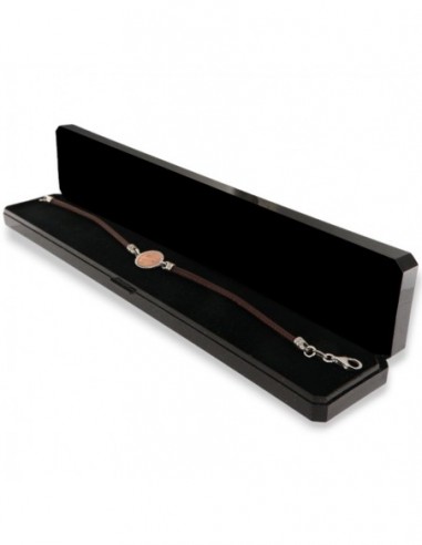 Bracciale Argento Rodiato Laccio In Ecopelle Ancora Centrale [e00633ab]