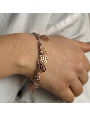 Bracciale Argento Rodiato Gocce Argento Rosato [d2d2013f]